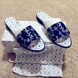 Hill House The Summer/City Slide in Blue Botanical size 10/40 NWB